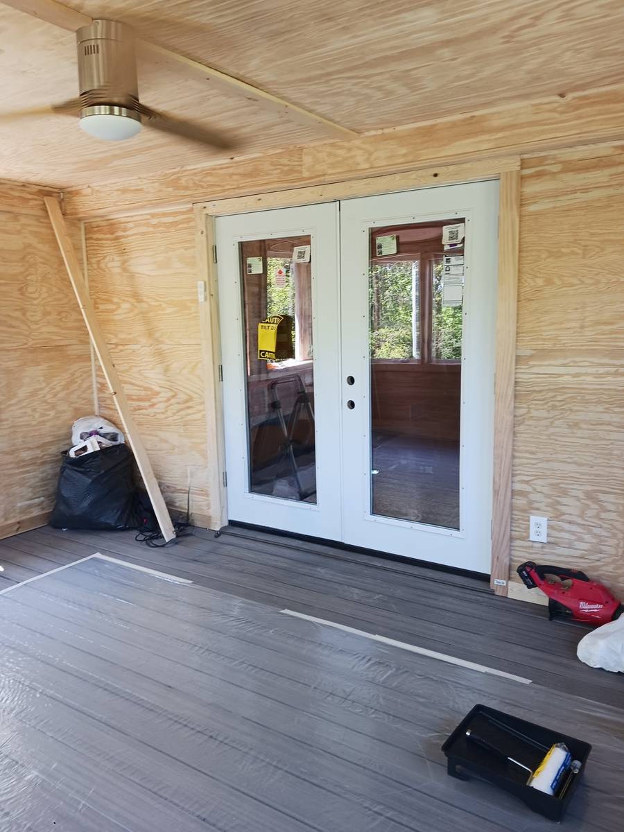 Set of white full glass French doors installed at a home in Holland, Michigan